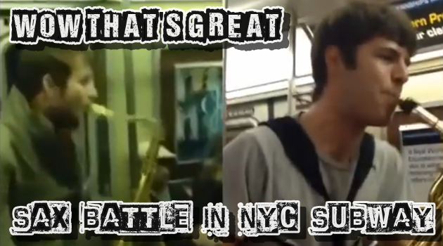 ニューヨークの地下鉄で即興サックスバトル！やっぱカッコイイ！