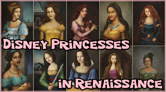 ルネサンス期の絵画風に描いたディズニープリンセス